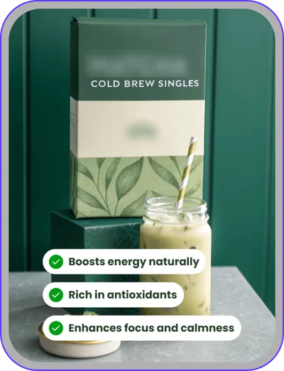 Ad design: cold brew coffee singles with energy and focus benefits