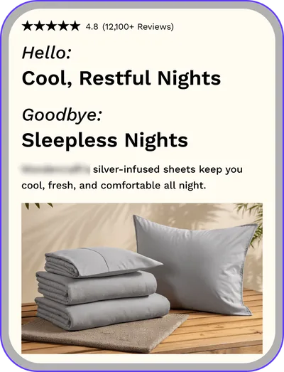 Ad design: silver-infused cooling bed sheets