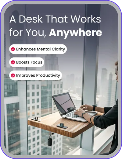 Ad design: window-mounted standing desk