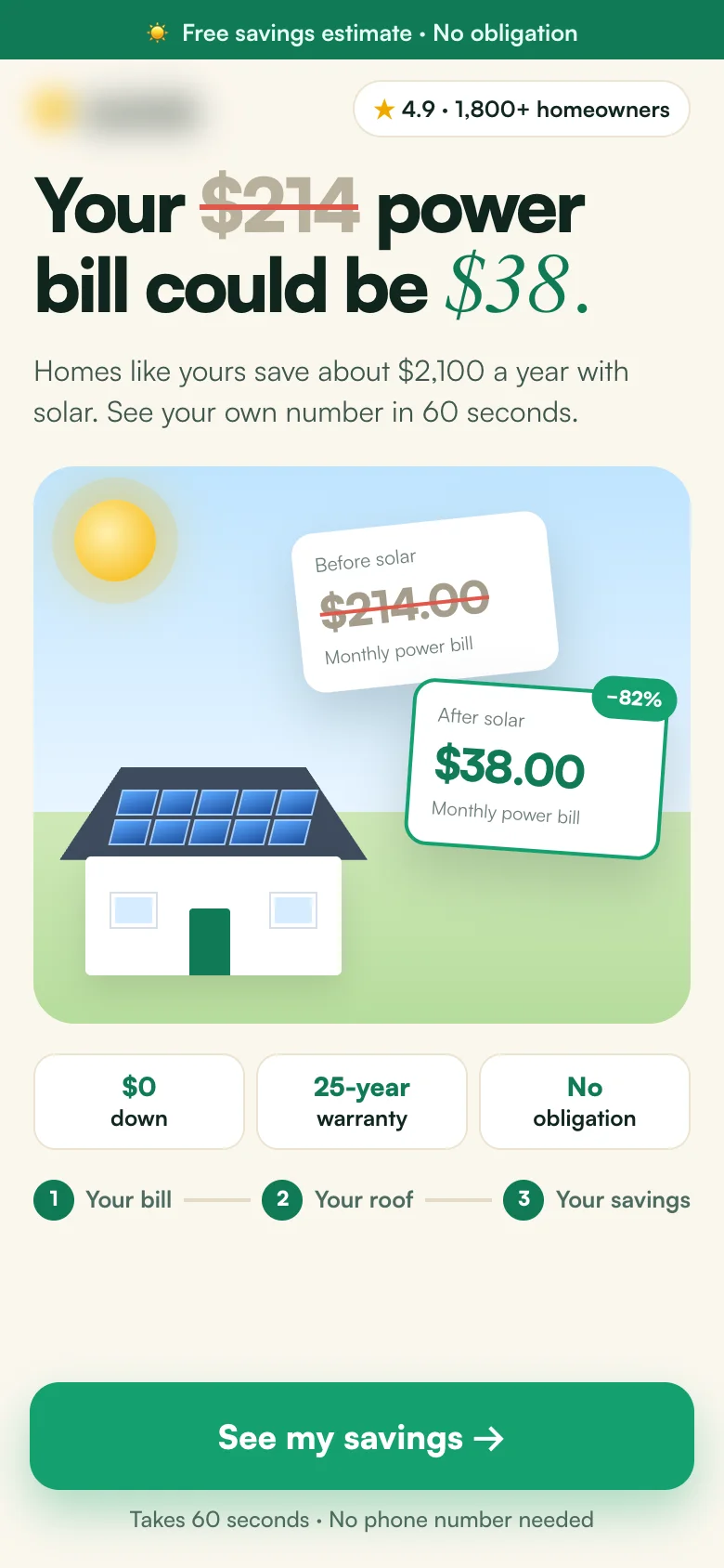 Solar landing page
