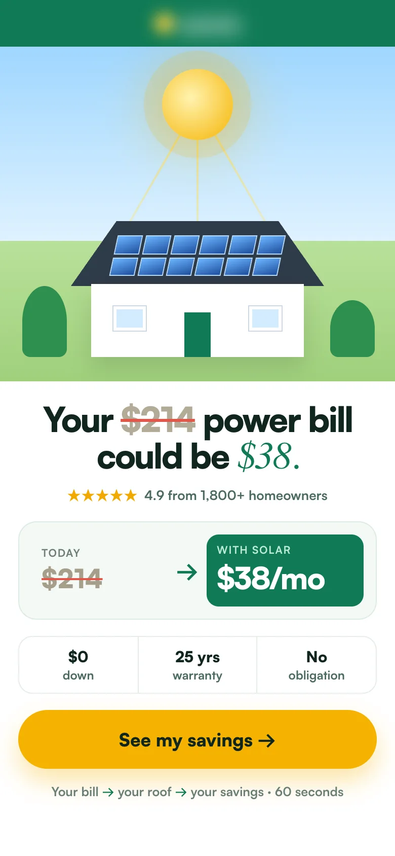 Solar landing page