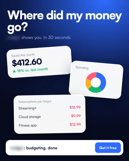 App UI ad for a budgeting app brand